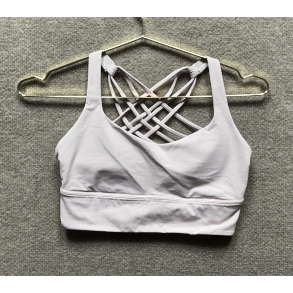 Lululemon Free To Be Wild Longline Sports Bra Women 8 Light Pink Padded EUC Yoga